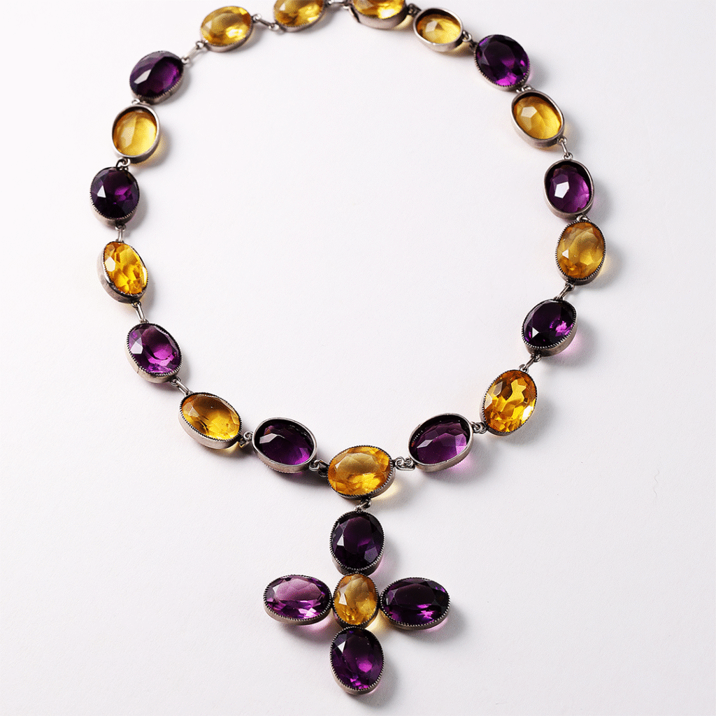 citrine and amthyst paste necklace